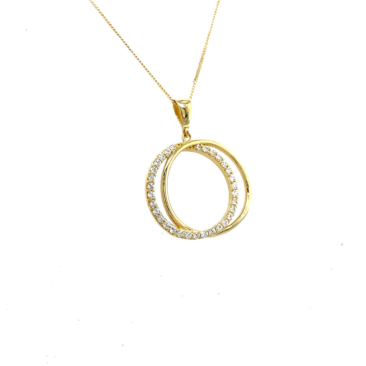 9CT Cubic Zirconia Open Circle Link Pendant