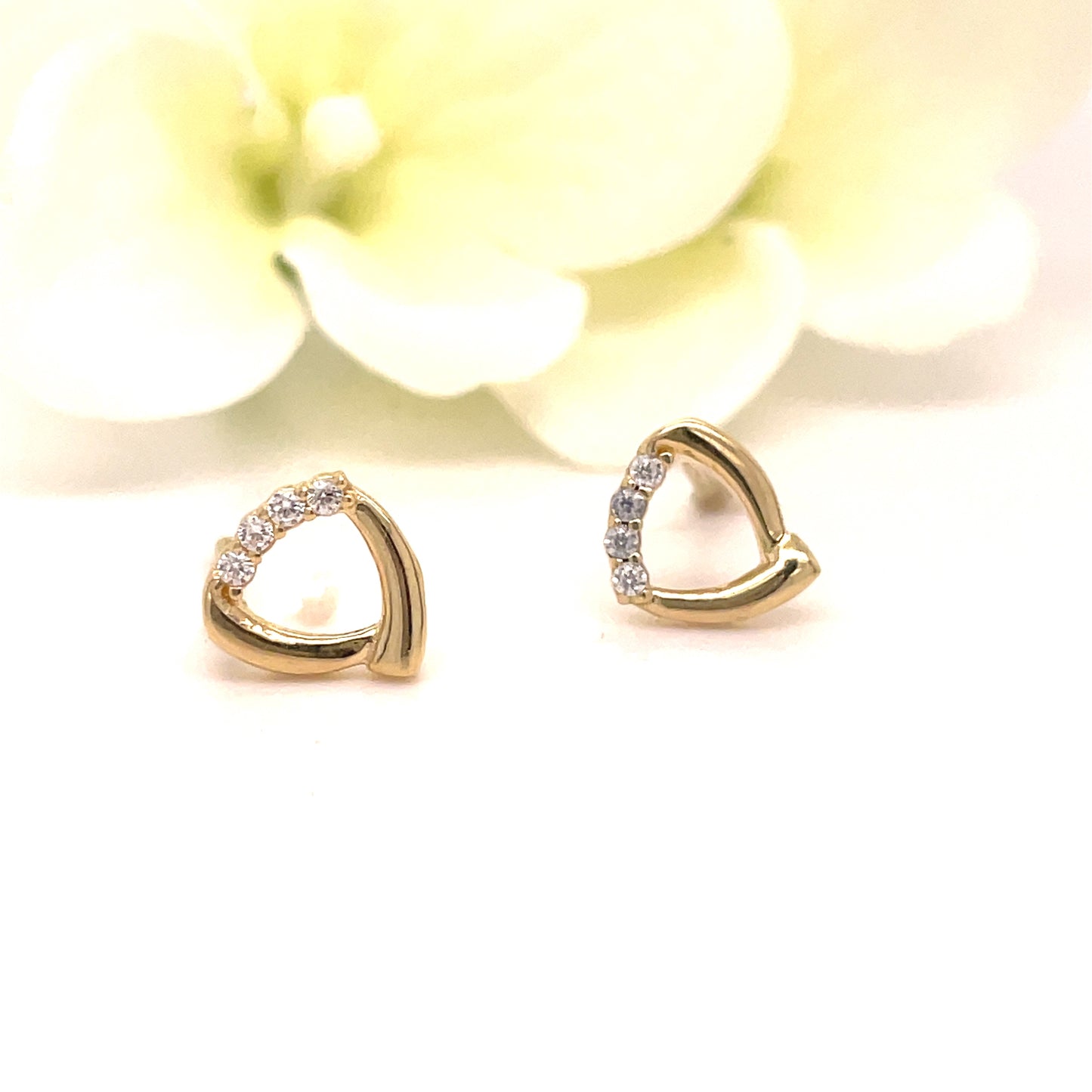 9ct Yellow Gold Open Triangle CZ Earrings