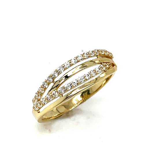 9CT Cubic Zirconia Open 4 Row Crossover Dress Ring