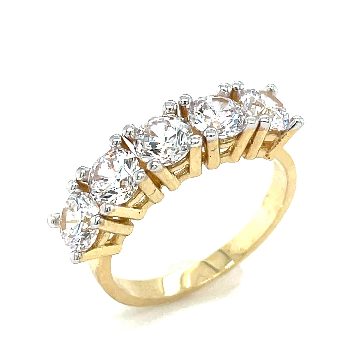 9CT 5 Stone Cubic Zirconia Dress Ring
