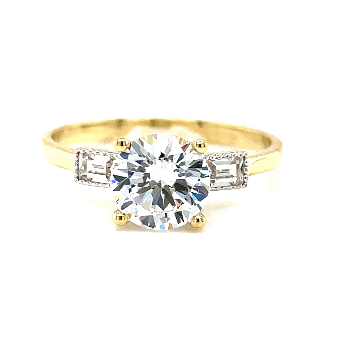 9CT Cubic Zirconia Solitaire Dress Ring with Tapered Shoulders