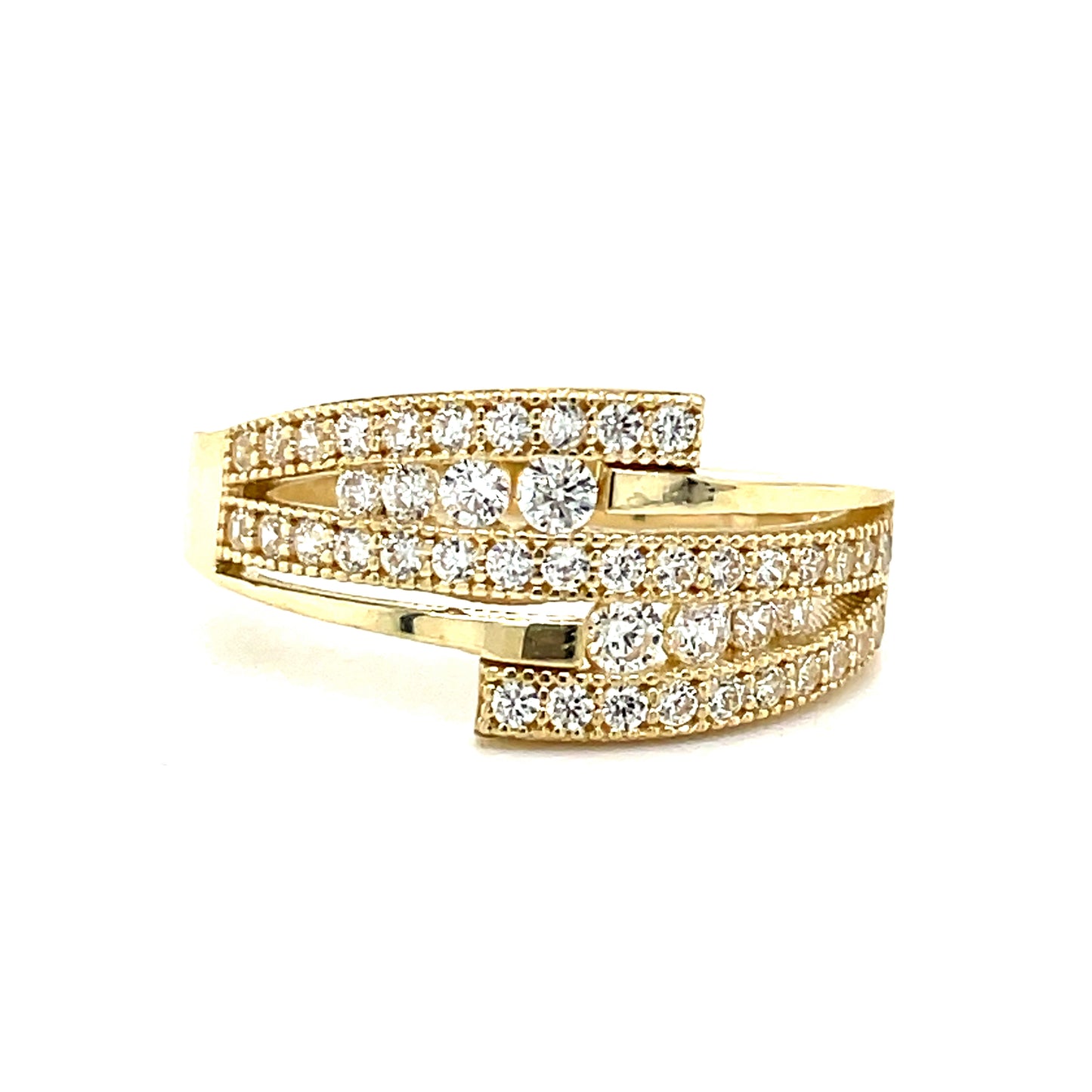 9CT Cubic Zirconia 5 Row Wide Fancy Multi Stone Dress Ring