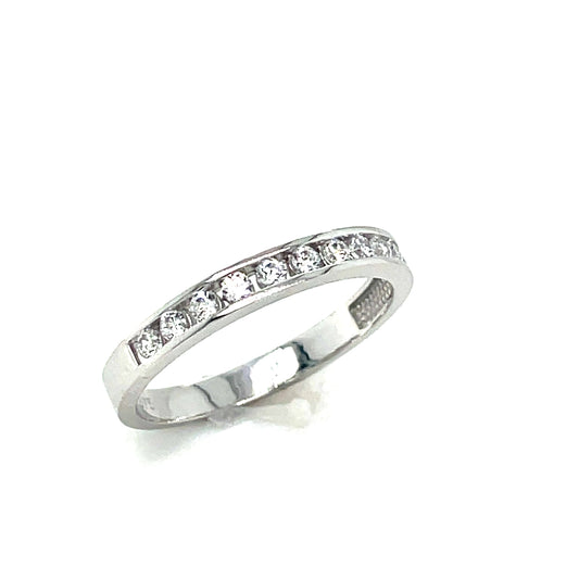 9CT White Gold Cubic Zirconia Channel Set Eternity Dress Ring