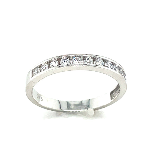 9CT White Gold Cubic Zirconia Channel Set Eternity Dress Ring