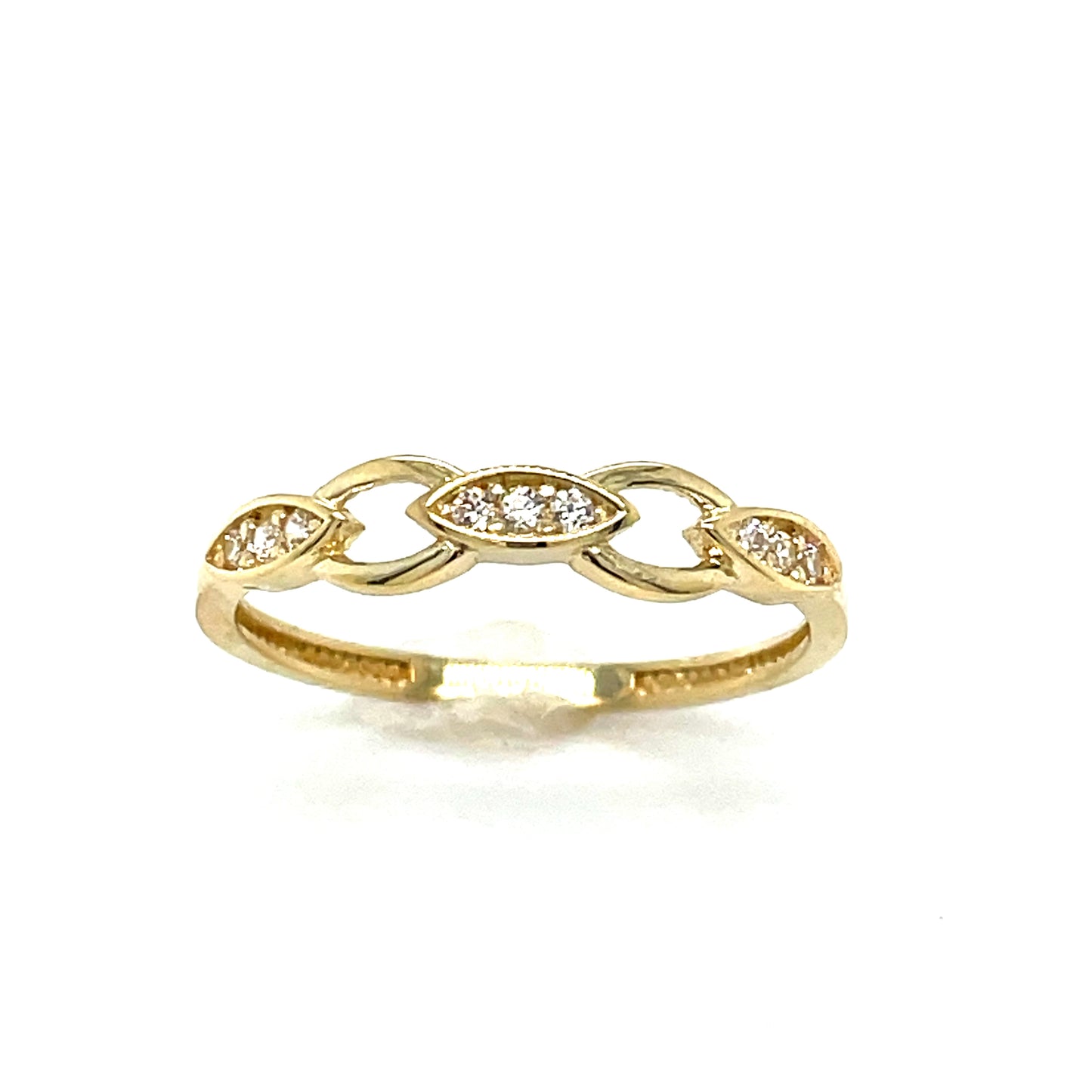 9CT Cubic Zirconia Open Oval Link Dress Ring