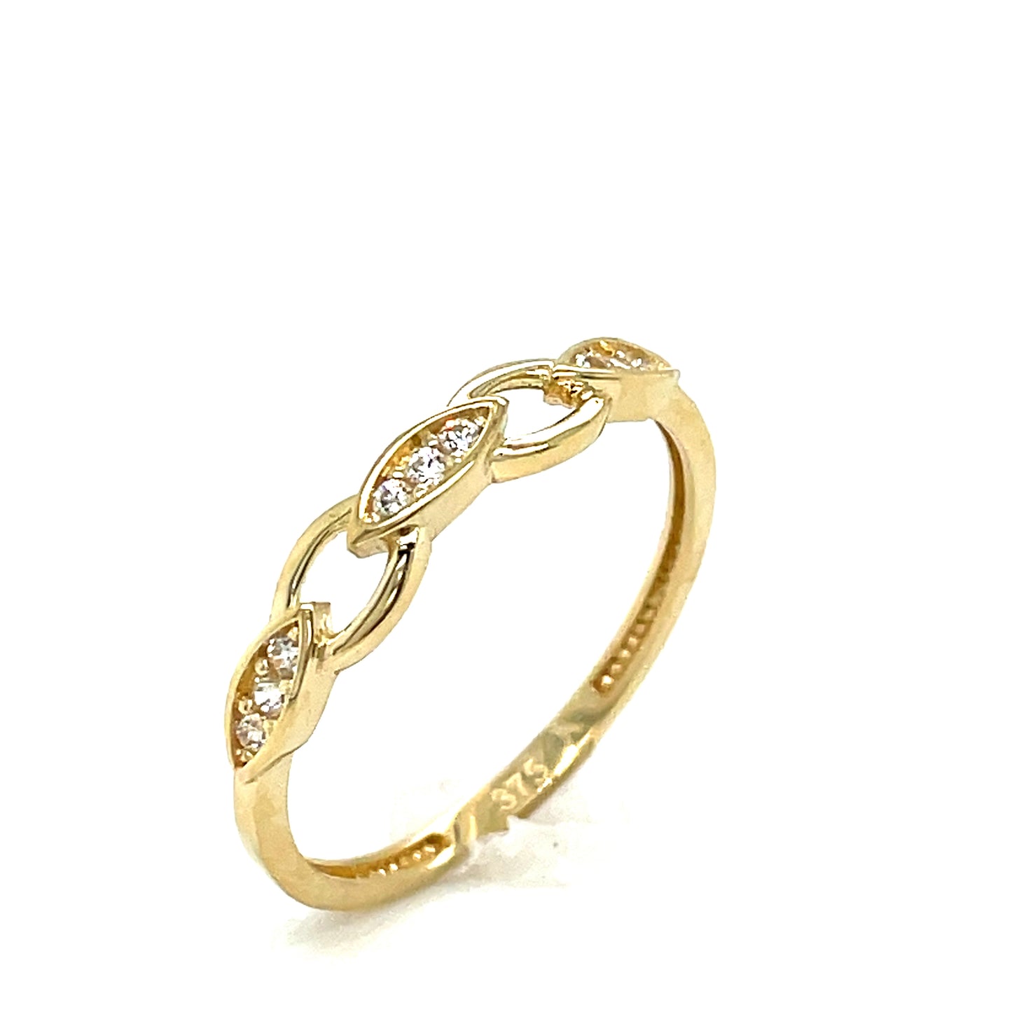 9CT Cubic Zirconia Open Oval Link Dress Ring