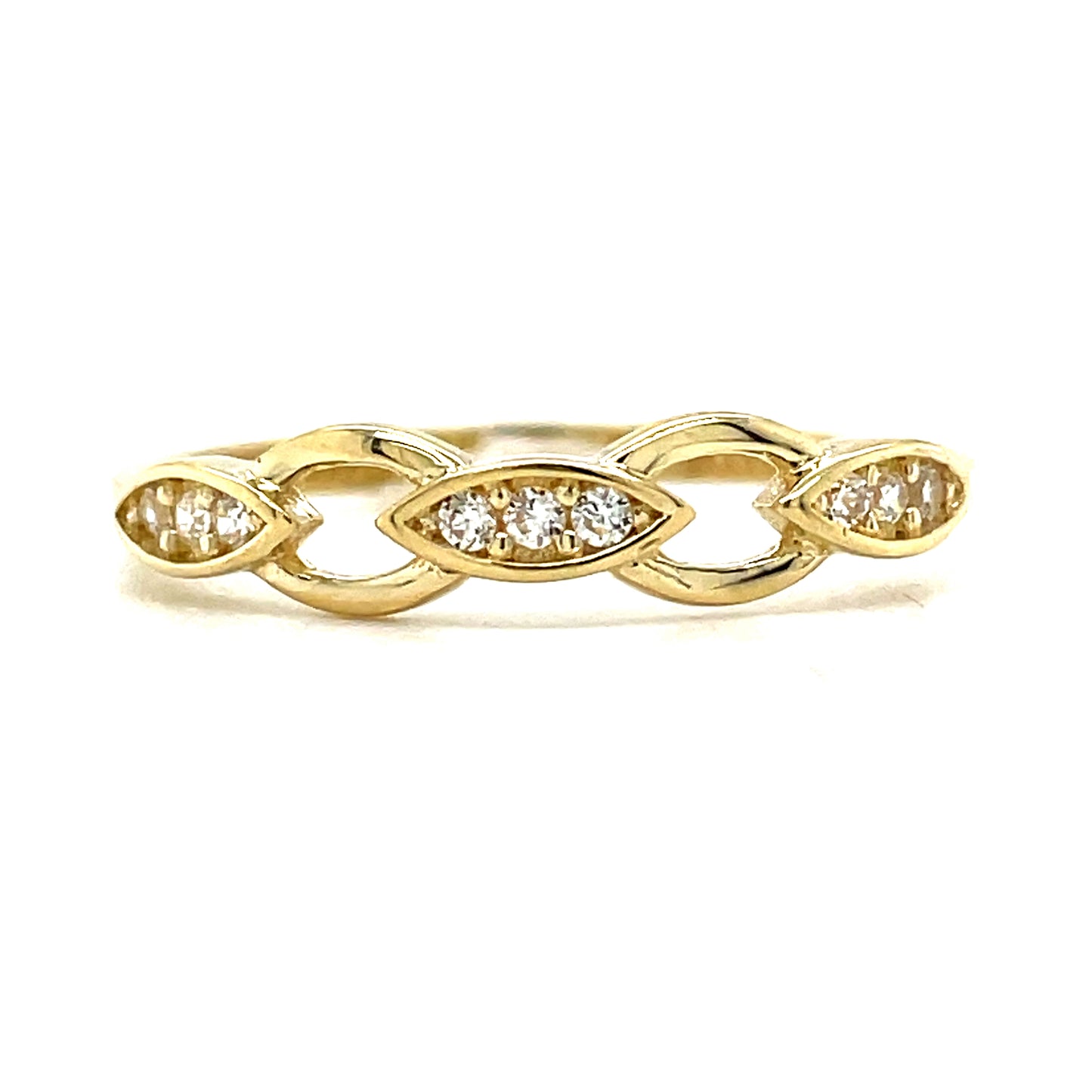 9CT Cubic Zirconia Open Oval Link Dress Ring