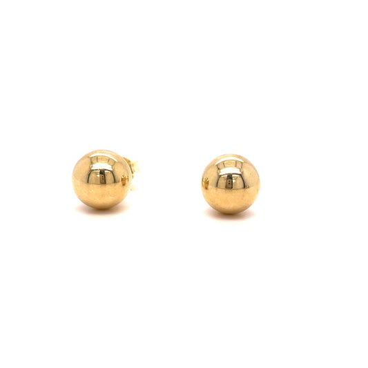 9ct Yellow Gold 9mm Ball Stud Earrings