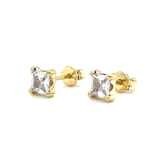 9CT Cubic Zirconia Square Stud Earring