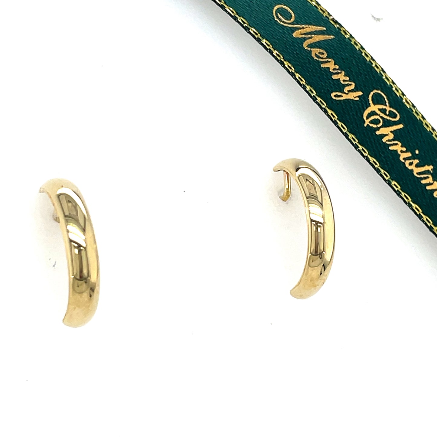 9CT Plain Polished 1/2 Huggie Earring