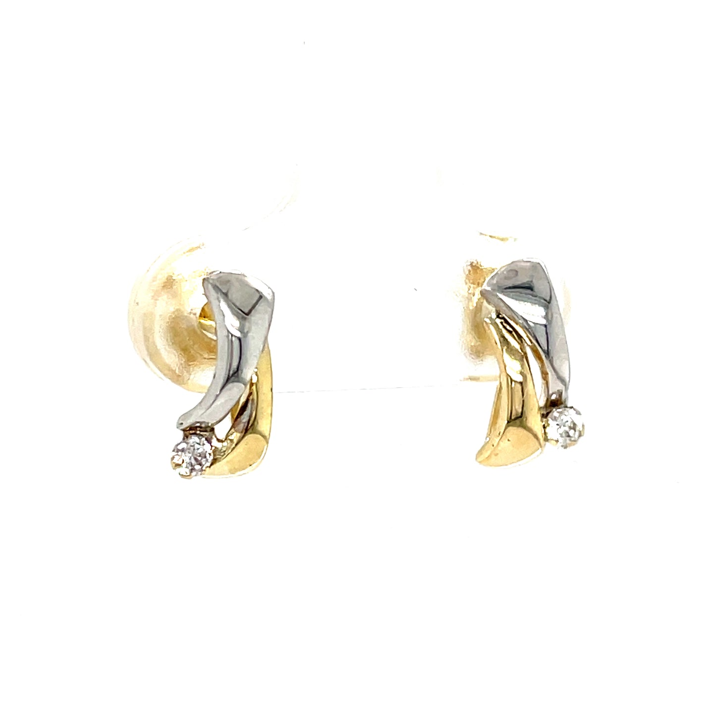 9CT Cubic Zirconia Two Tone Stud Earring