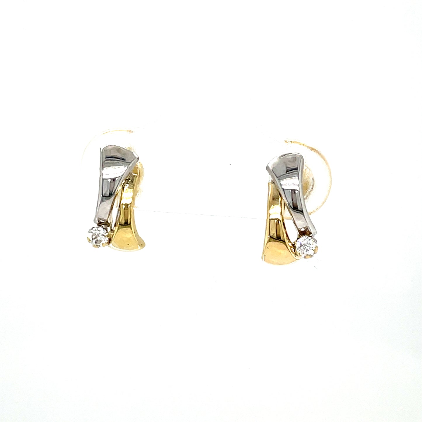 9CT Cubic Zirconia Two Tone Stud Earring