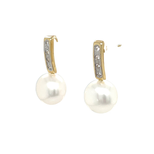 9CT Cubic Zirconia and Pearl Drop Earring
