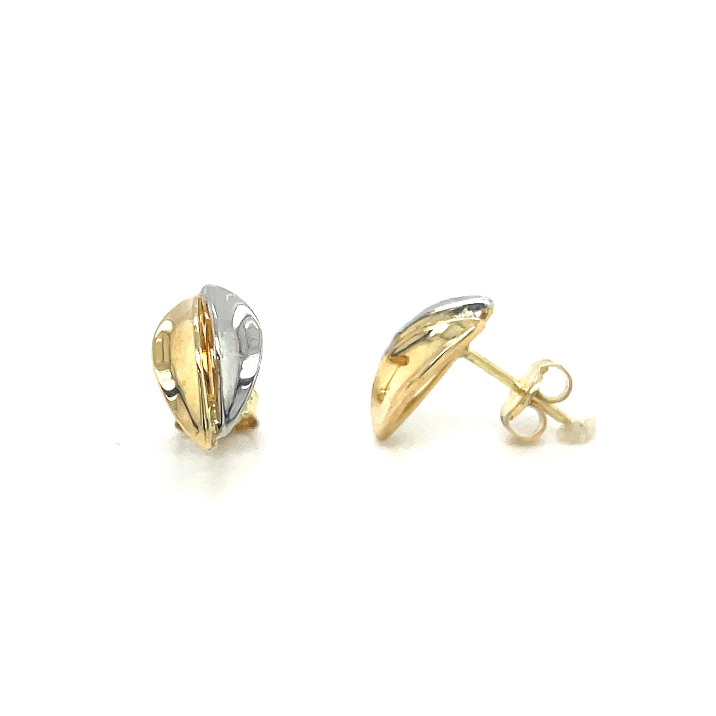 9ct Two Tone Gold Oval stud Earrings