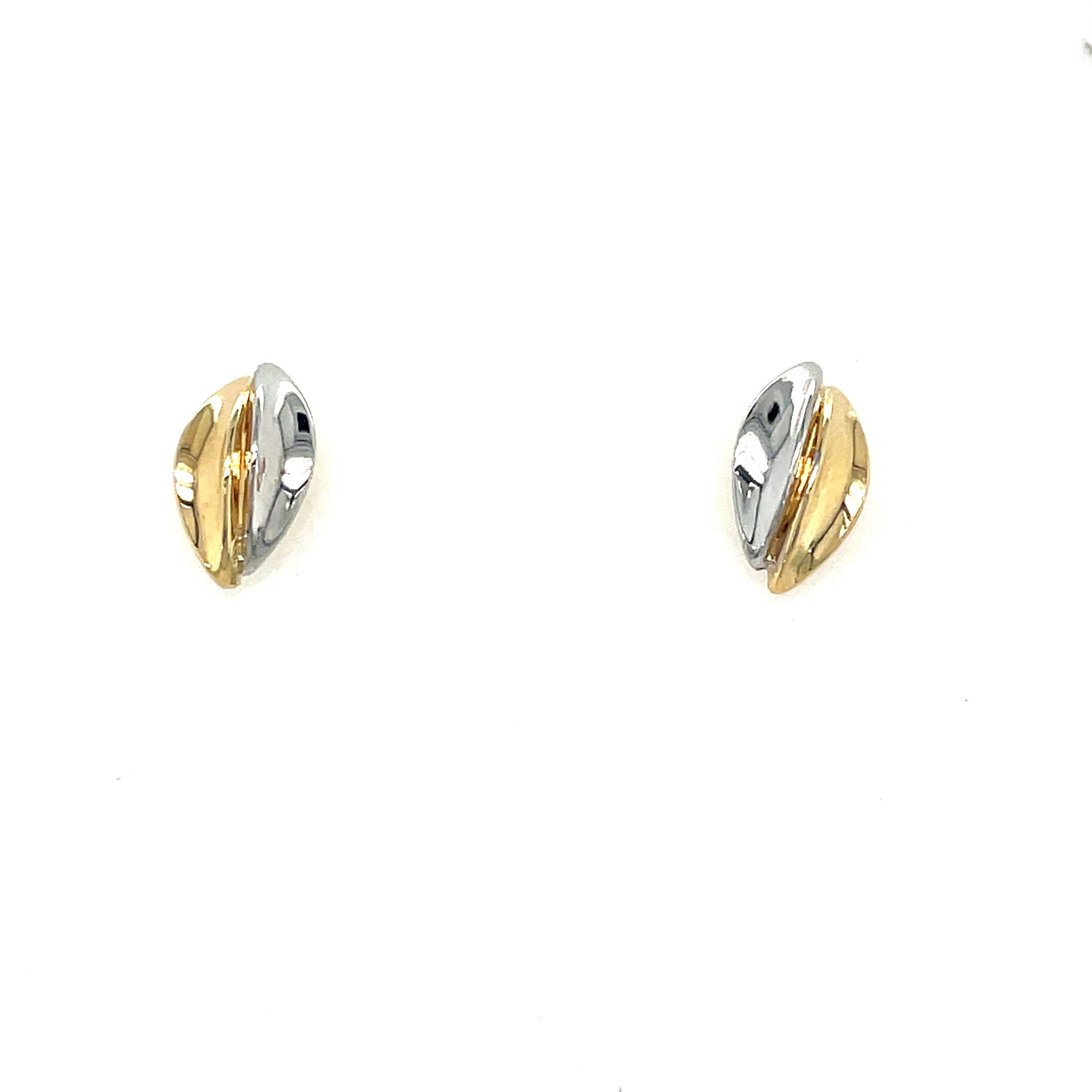 9ct Two Tone Gold Oval stud Earrings