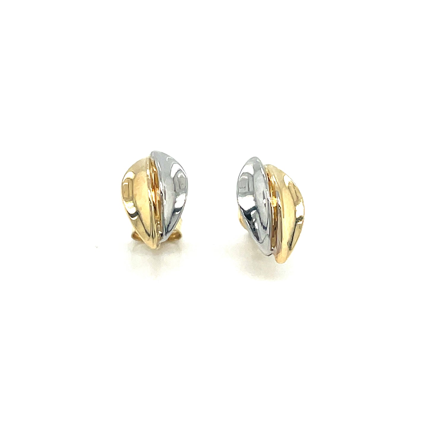 9ct Two Tone Gold Oval stud Earrings