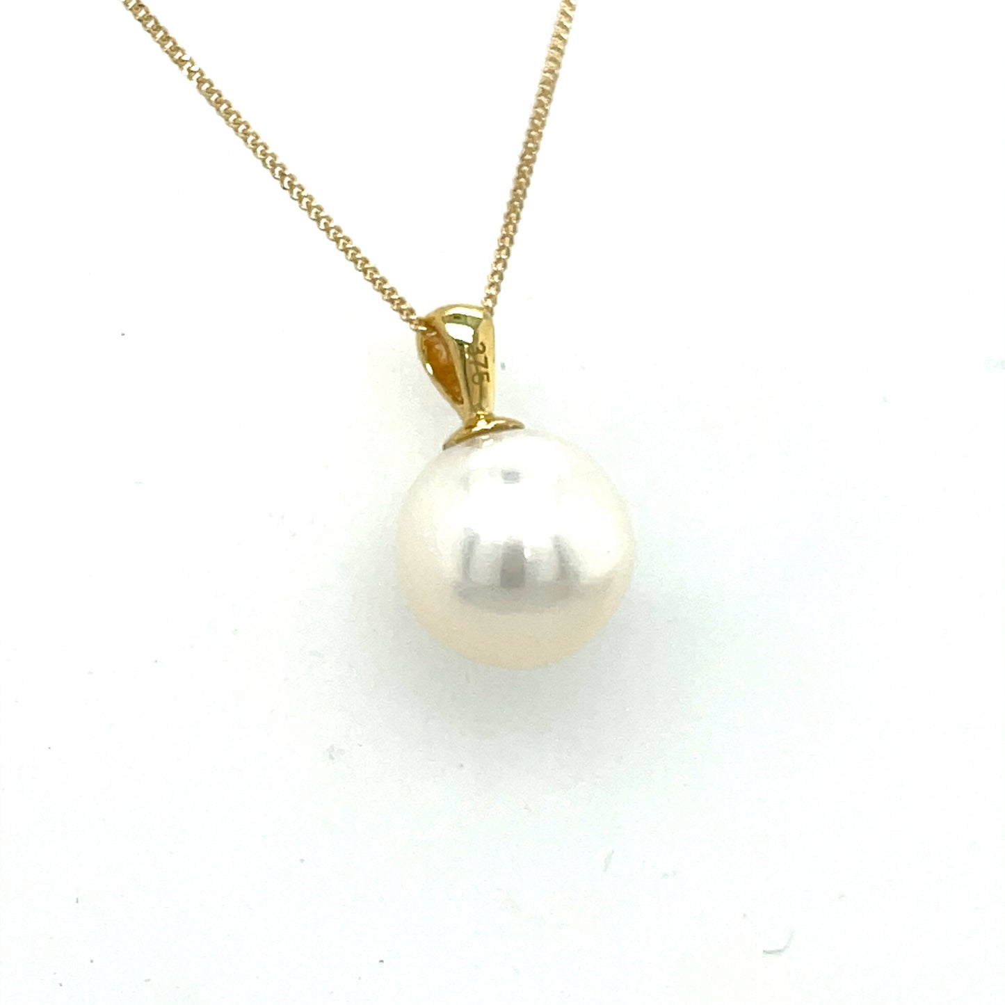 9ct yellow gold 9mm pearl pendant