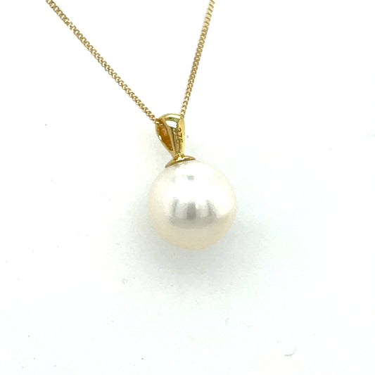 9ct yellow gold 9mm pearl pendant