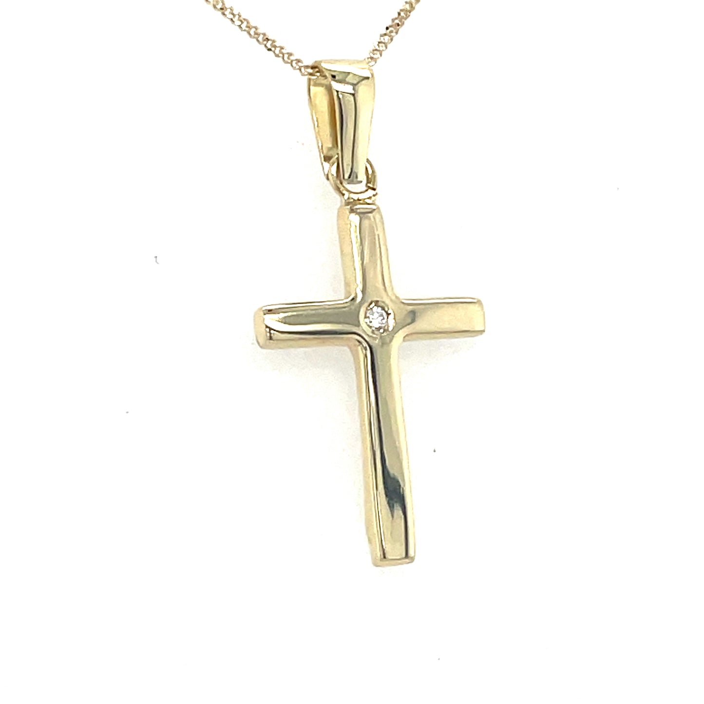 9ct cross with cubic zirconia in centre 13x9mm 0.4g