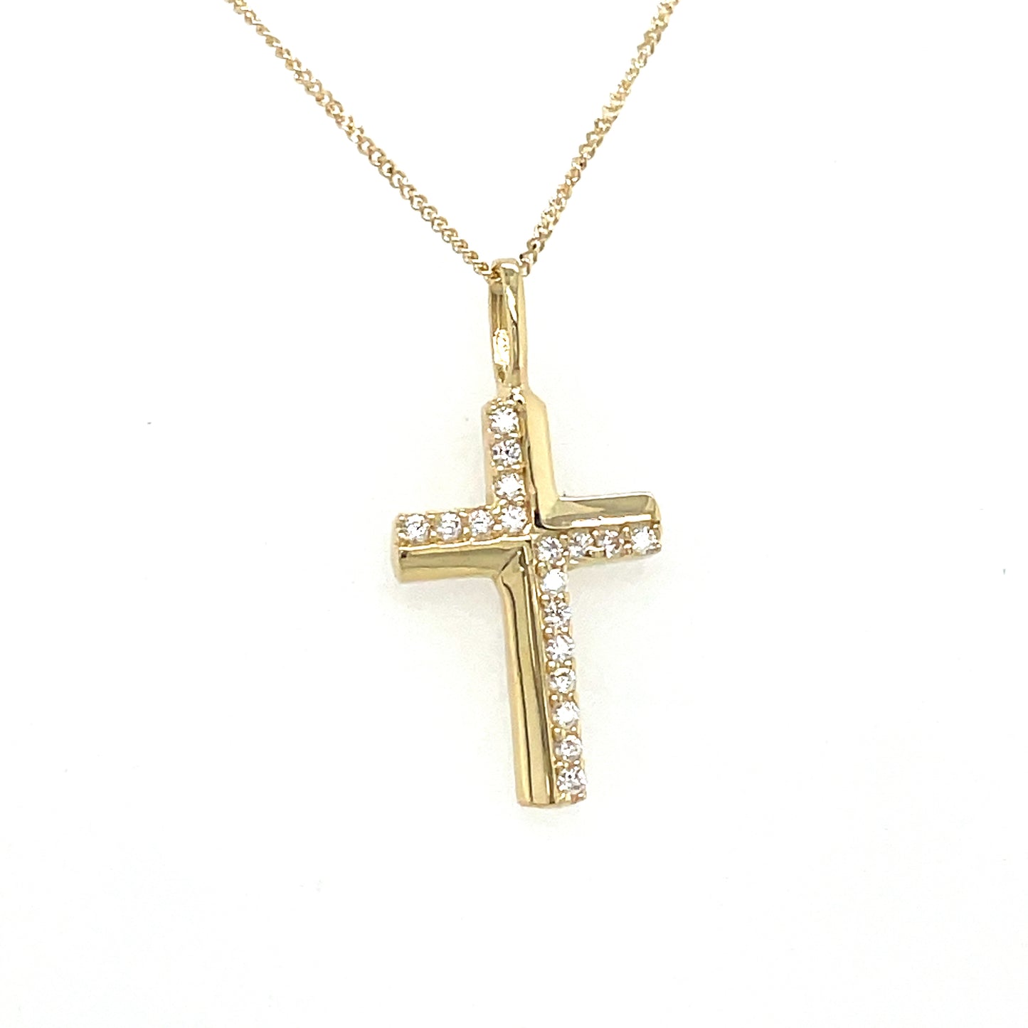 9ct cross in cubic zirconia + plain