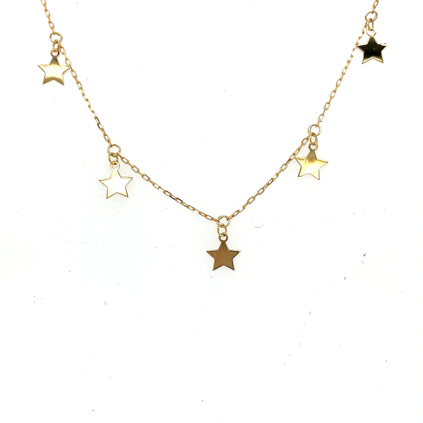 9ct Yellow Gold drop star necklet