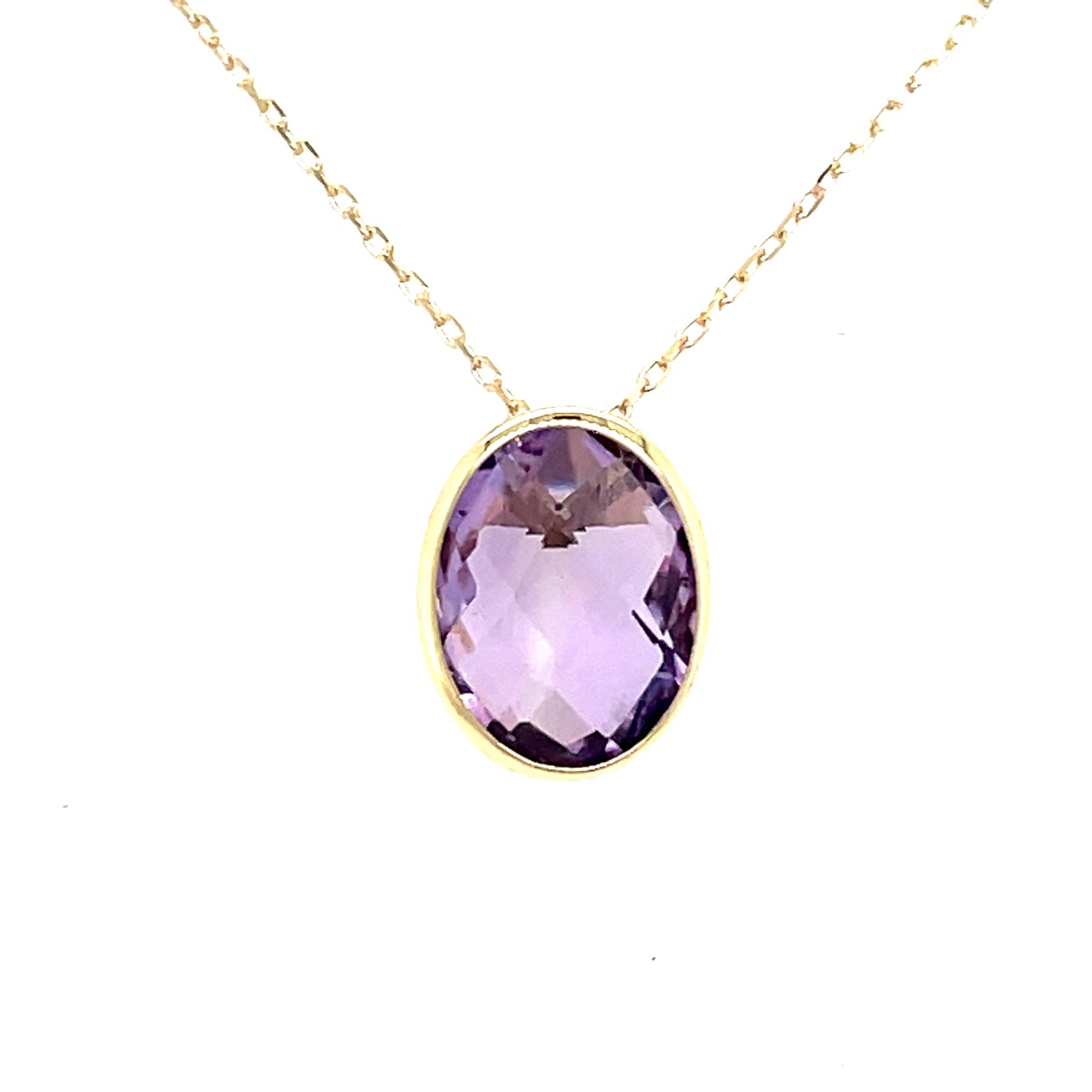 9ct oval rubover amethyst pendant