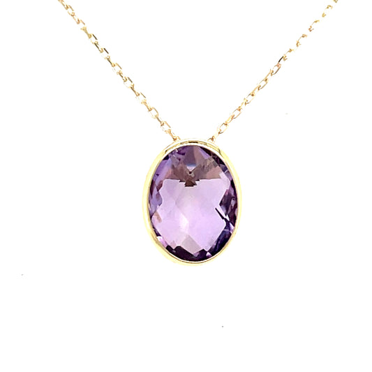 9ct oval rubover amethyst pendant