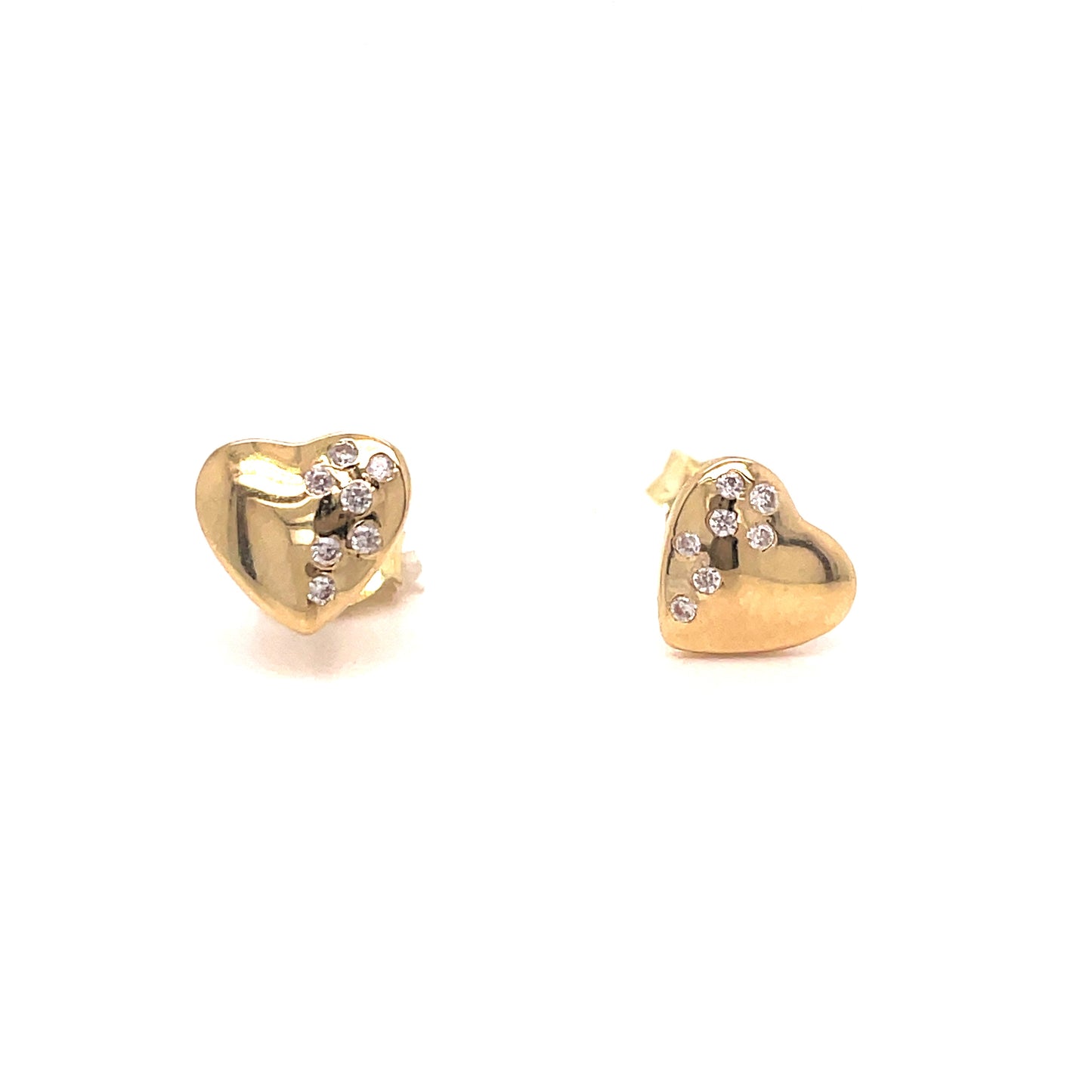 9ct Yellow Gold CZ/Polished Heart Earrings