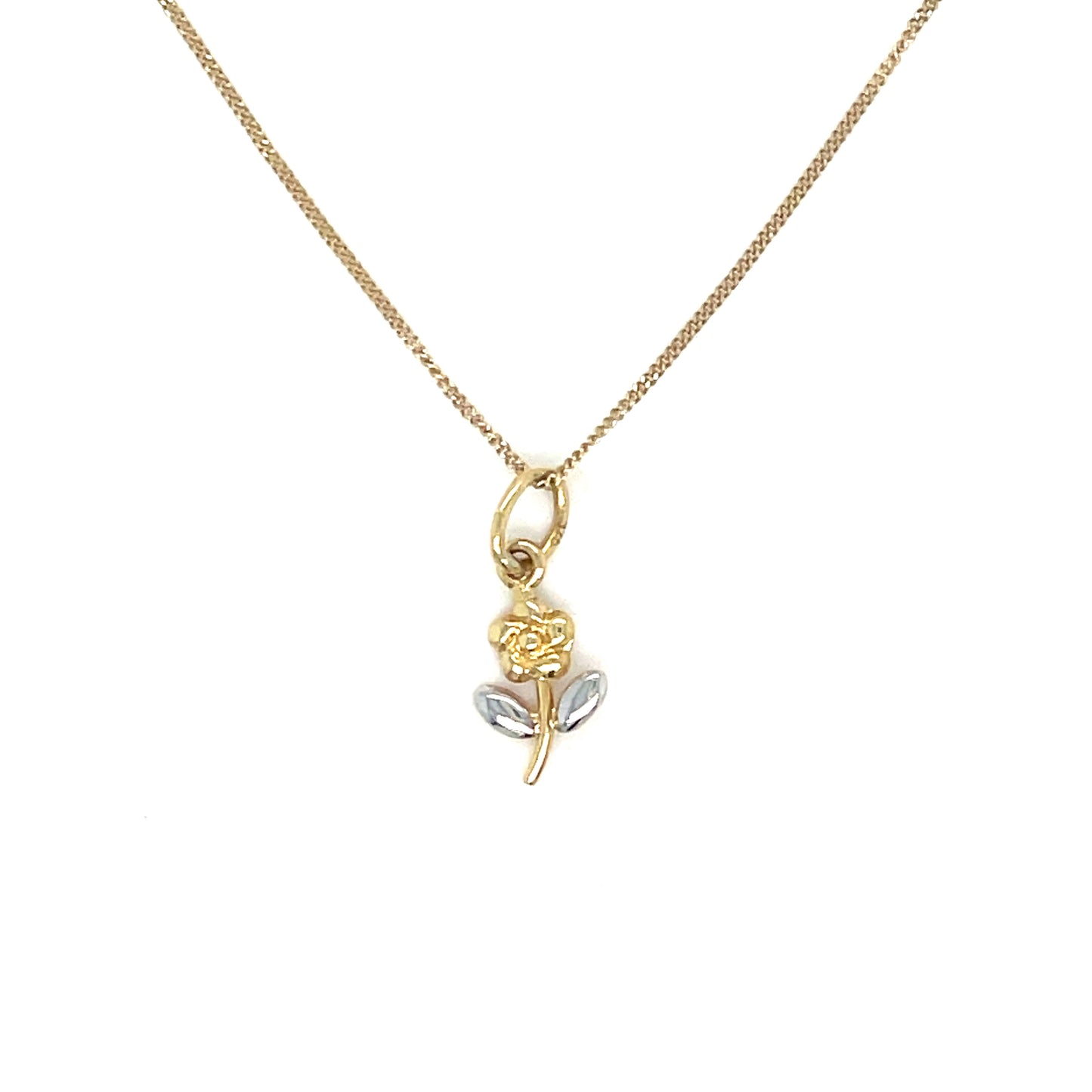 9ct flower cubic zirconia centre pendant