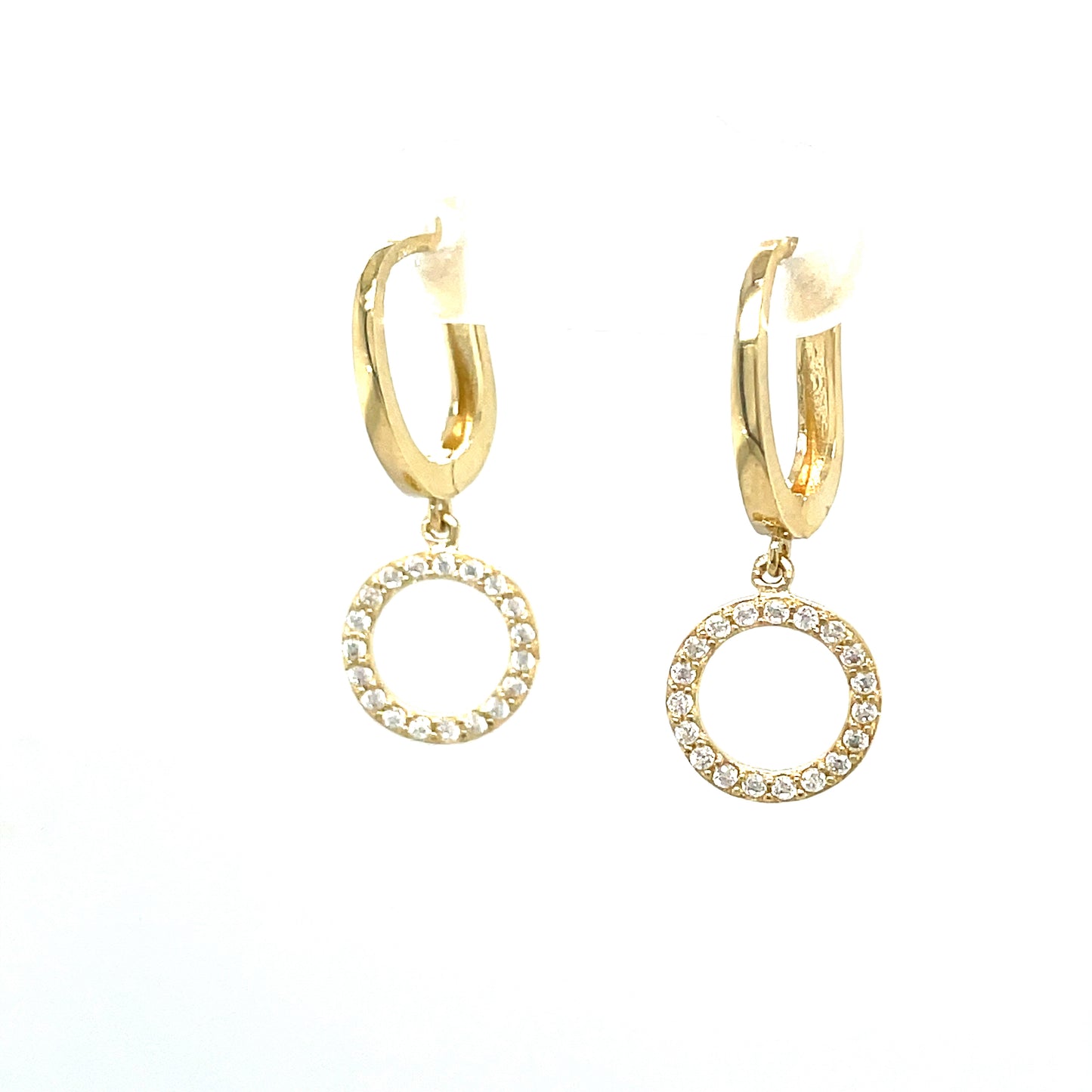 9ct Drop Cubic Zirconia Open Circle Earrings