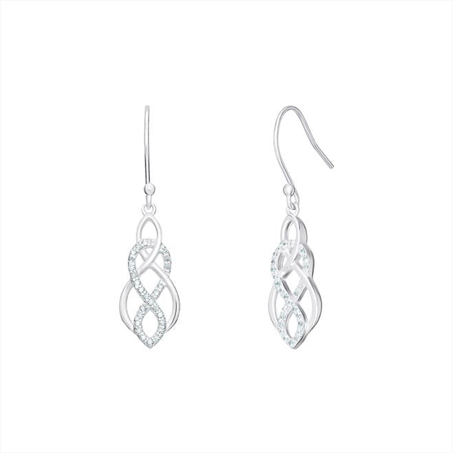 Sterling Silver CZ/Polished Celtic Drop Earrings