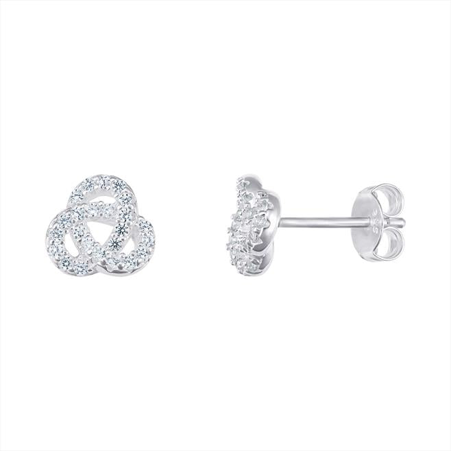 Sterling Silver CZ Celtic Knot Stud Earrings