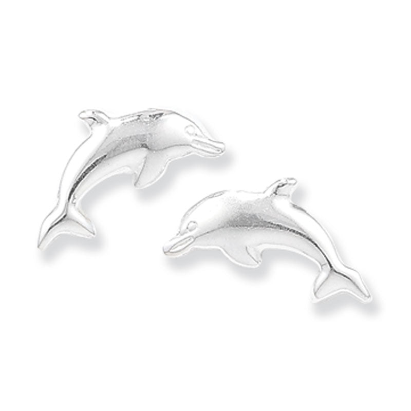 Sterling Silver Dolphin Stud Earrings