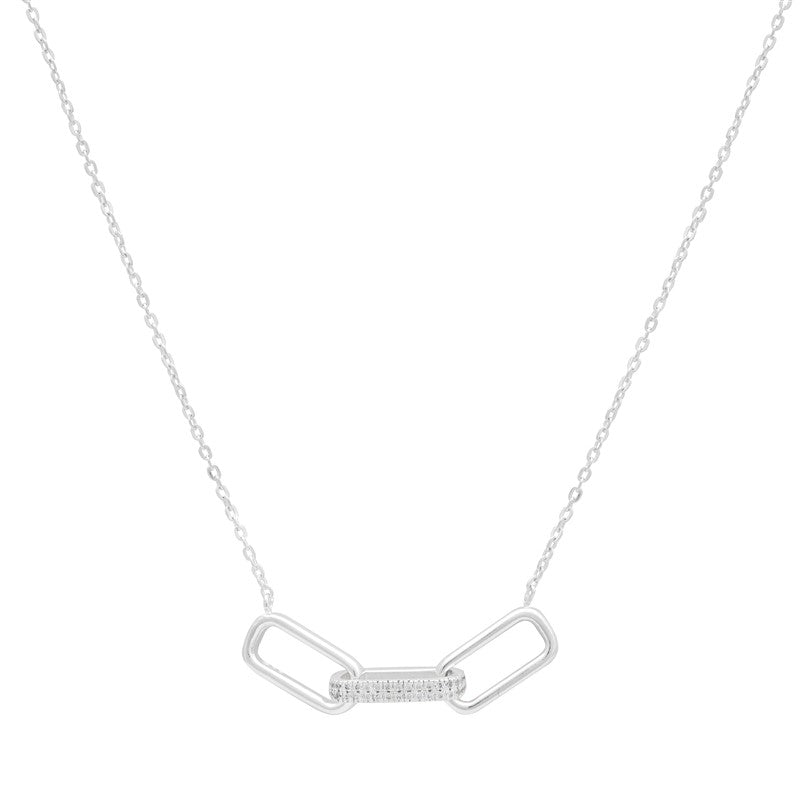 Sterlink Silver Necklet with Polished and CZ Paperlink