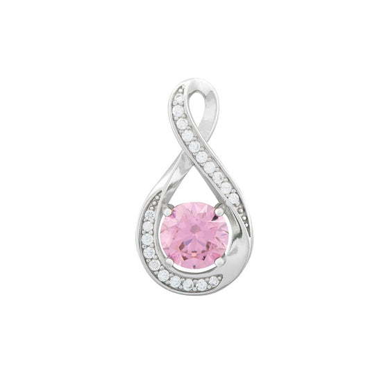 Sterling Silver Pink CZ Sol with Polished/CZ Twist