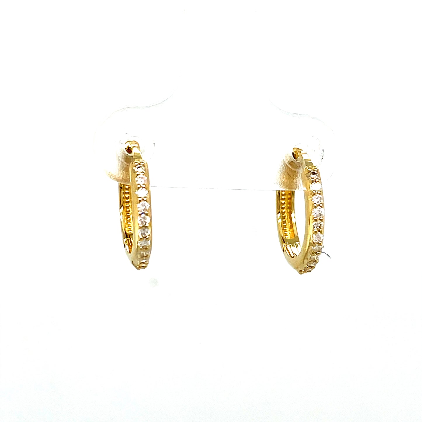 9CT 11MM Diamond Set Huggie Hoop Earring .26CT