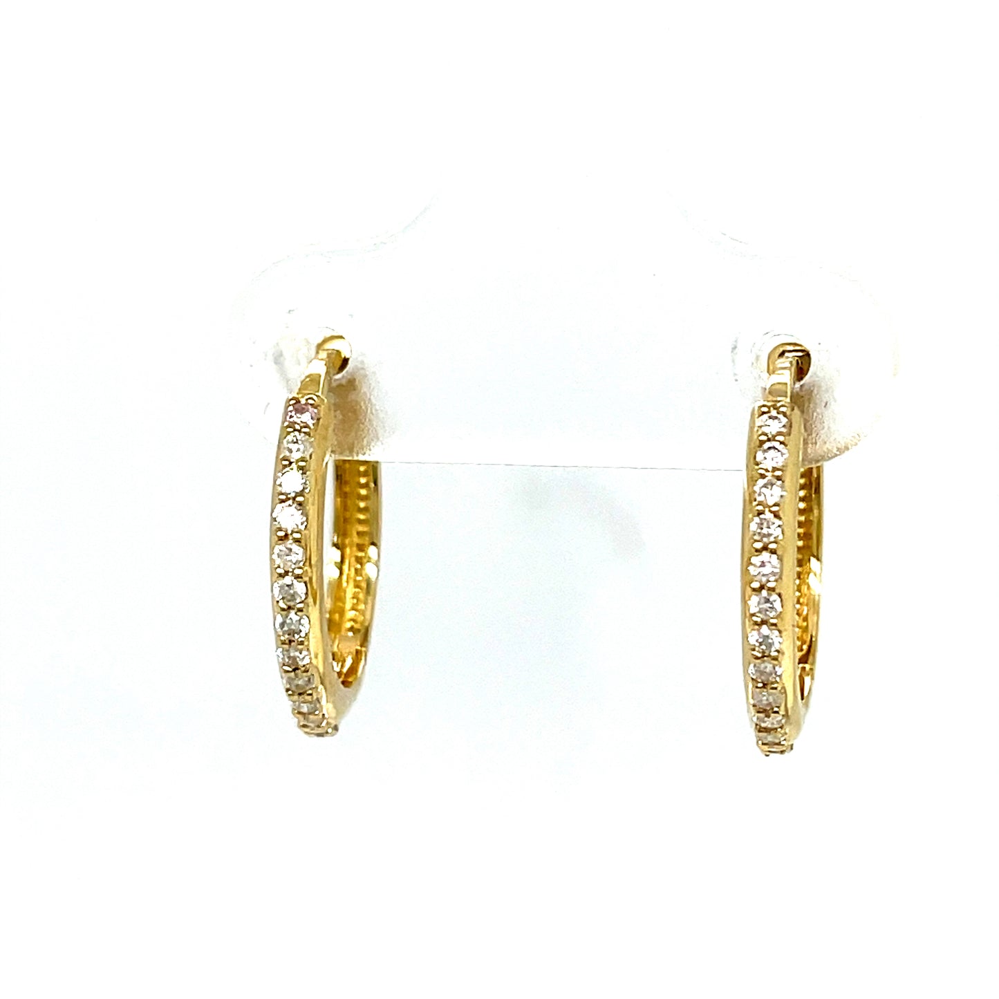 9CT 13MM Diamond Set Huggie Hoop Earring .33CT