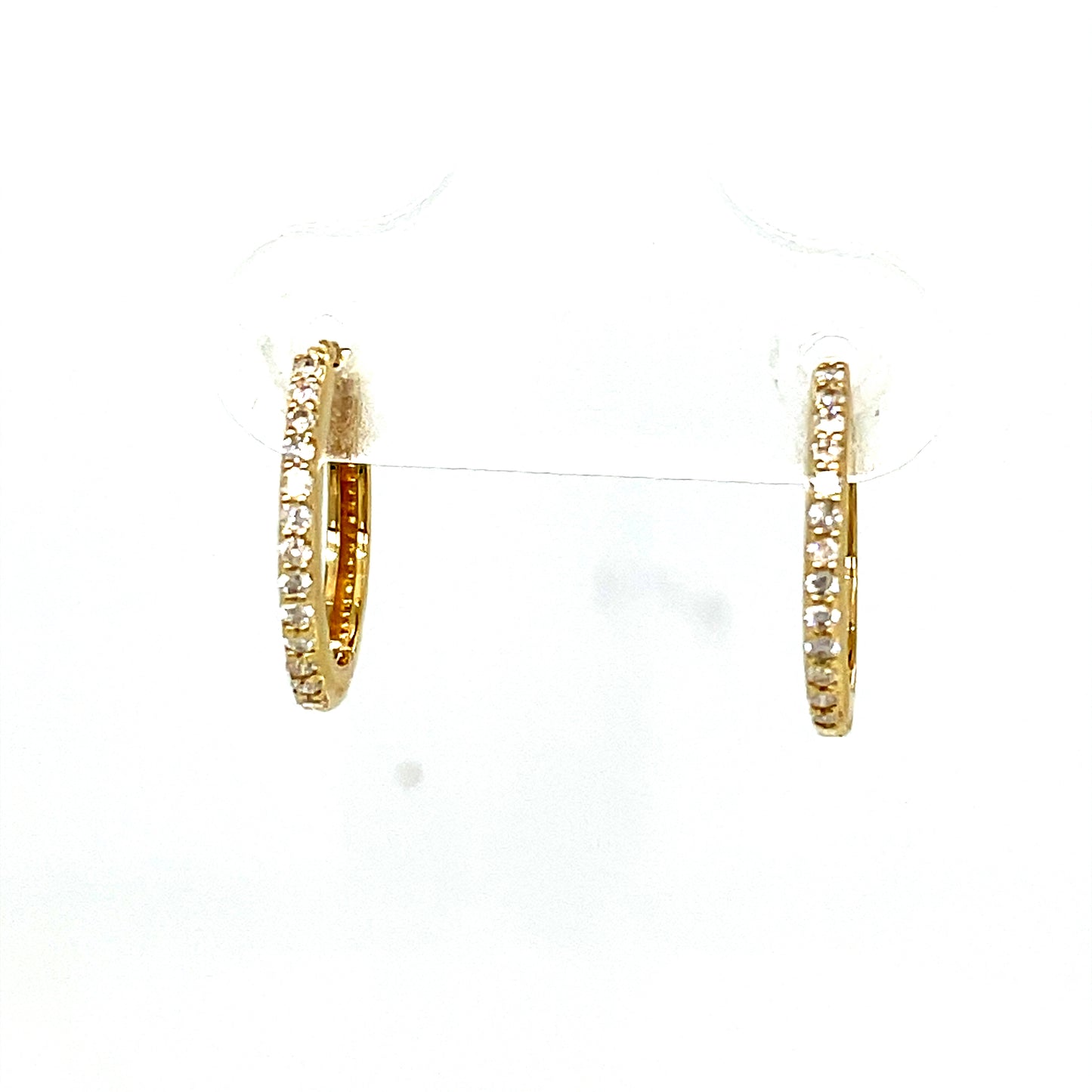 9CT 11MM Diamond Set Huggie Hoop Earring .24CT