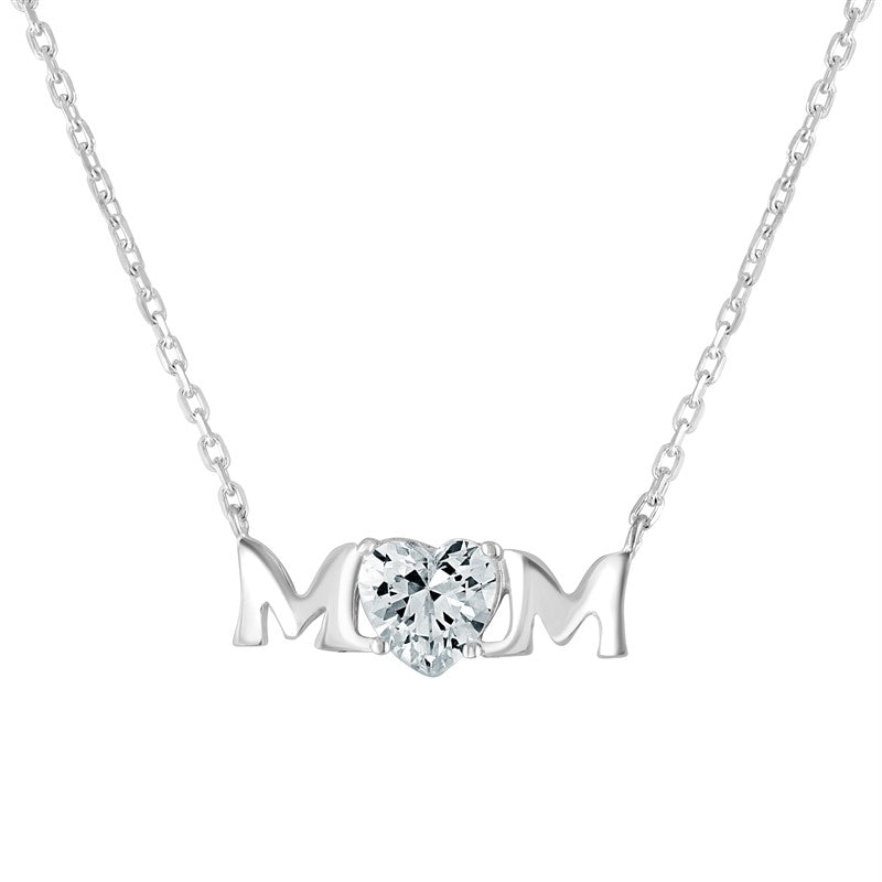 Silver Mum cubic zirconia necklet