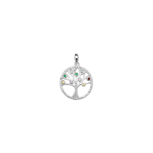 Sterling silver Multicolour CZ Tree of Life Pendant
