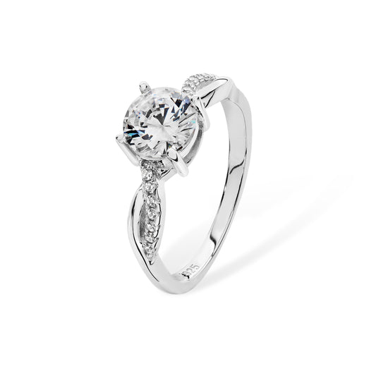 Sterling Silver Cubic Zirconia Solitaire Ring