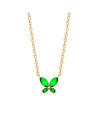Burren 18ct Gold plated green + cubic zirconia Butterfly necklet