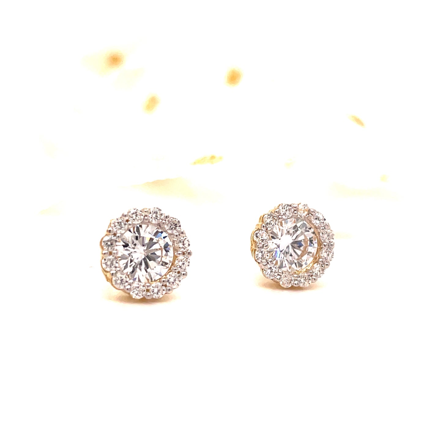 9ct Yellow Gold Round CZ Halo Earrings