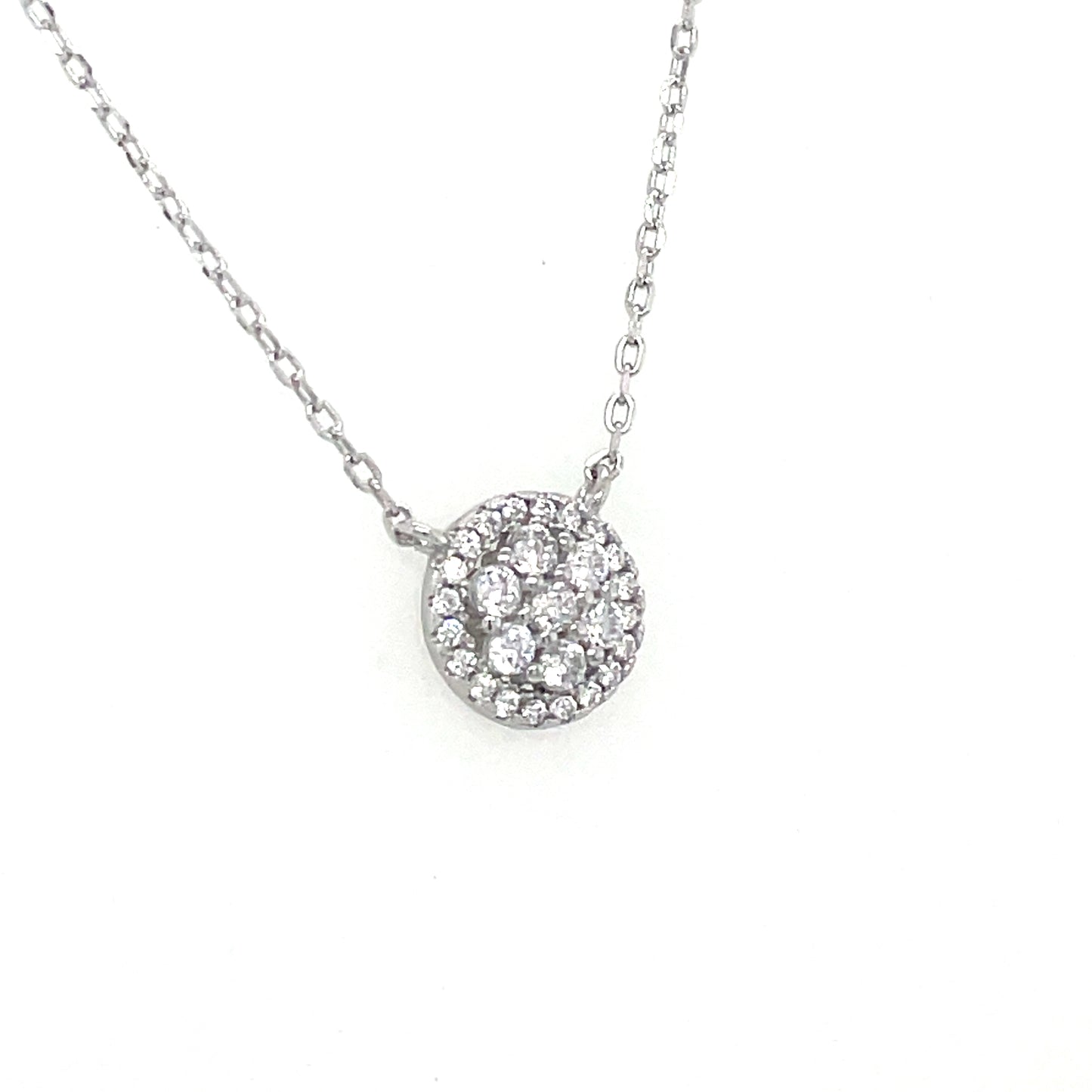 Sterling Silver Cubic Zirconia Round Cluster Necklet