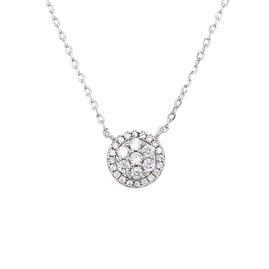 Sterling Silver Cubic Zirconia Round Cluster Necklet