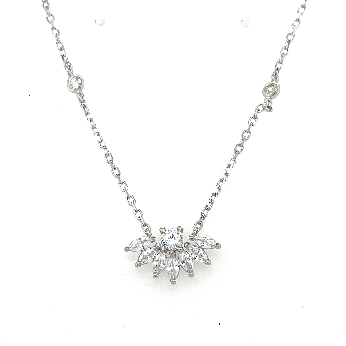 Sterling Silver Cubic Zirconia Marquis Cut Necklet