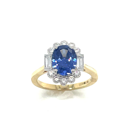9ct oval cluster tanzanite + cubic zirconia ring