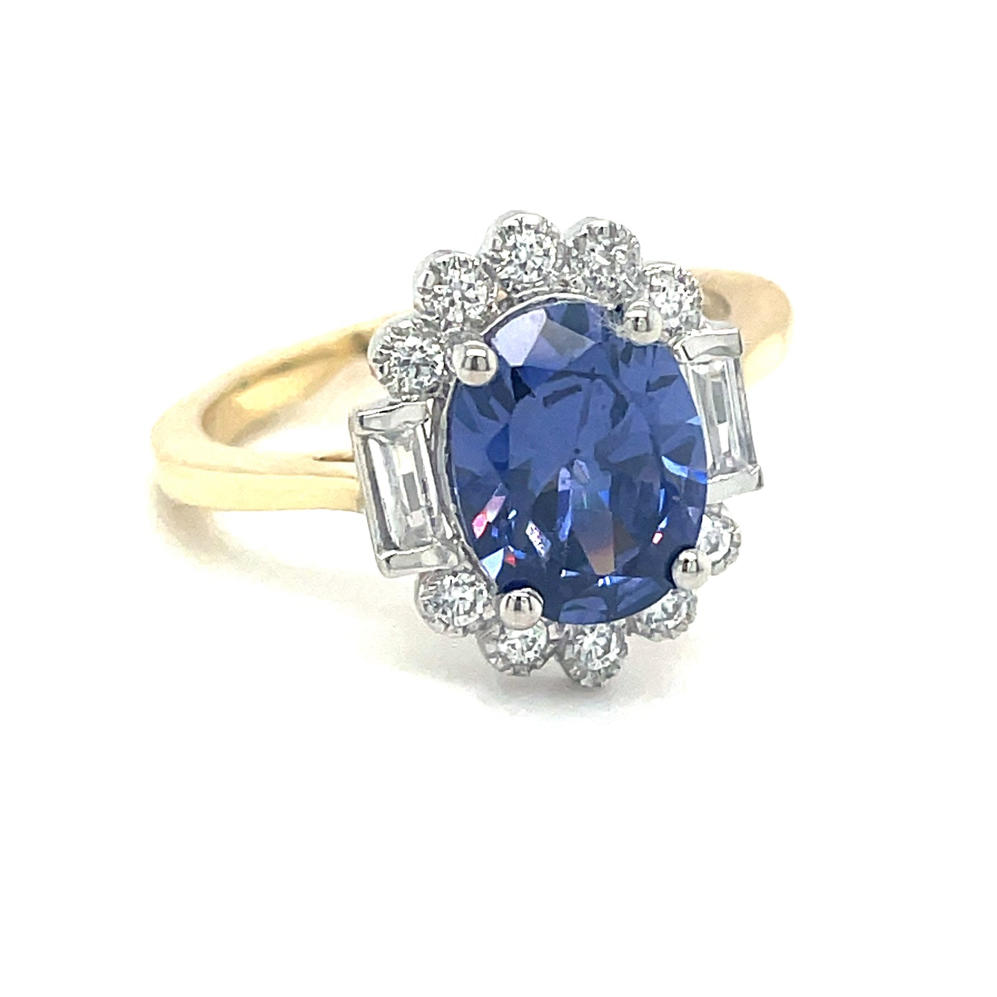 9ct oval cluster tanzanite + cubic zirconia ring