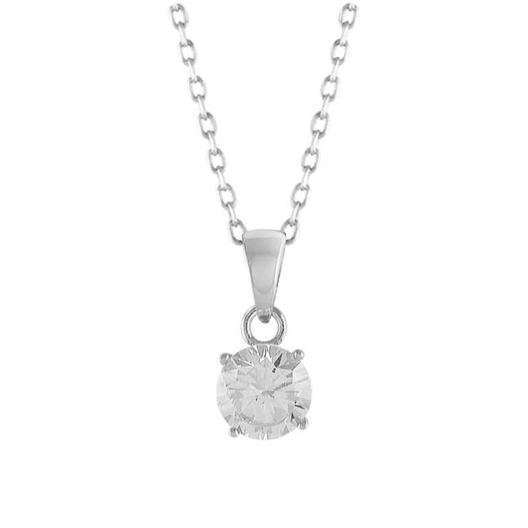 Sterling Silver 3mm Round CZ Pendant