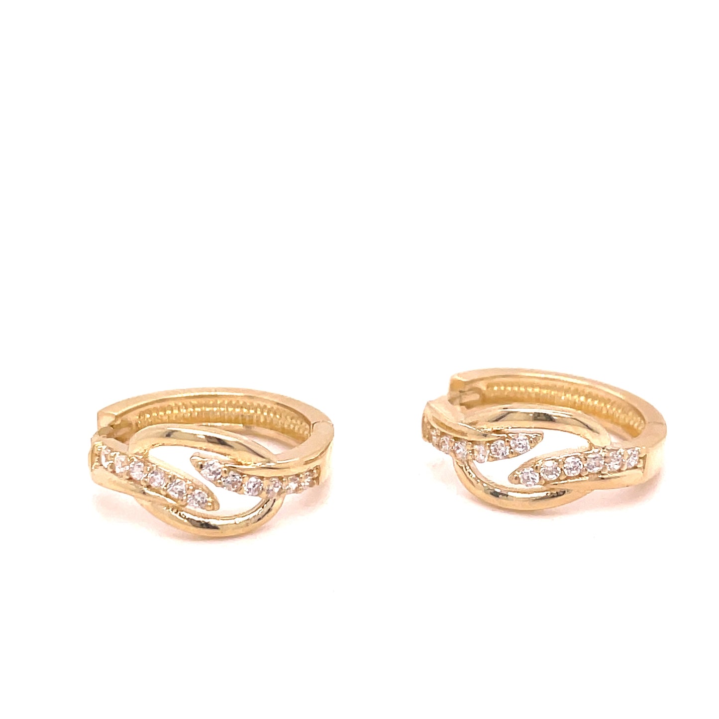 9ct Yellow Gold CZ Swirl Earrings